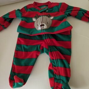 Carter's Fleece Reindeer Sleeper Sz 6 Month